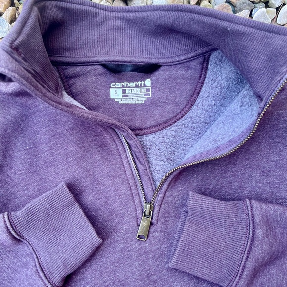 Carhartt WOMEN'S RELAXED FIT MIDWEIGHT QUARTER-ZIP MOCK-NECK SWEATSHIRT - Picture 3 of 4